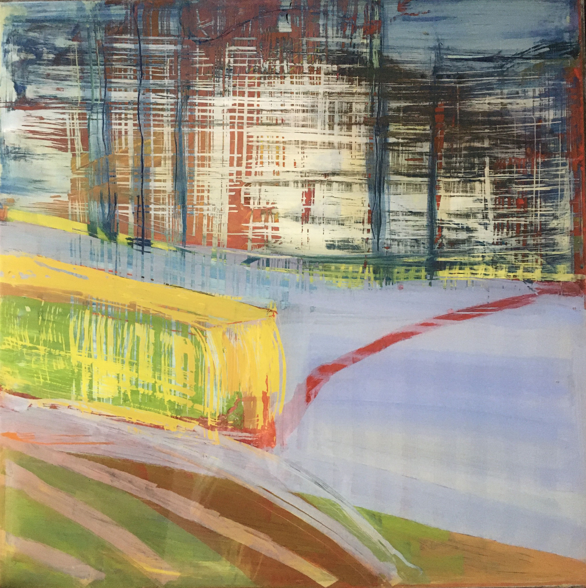 Bus Stop, Acryl hinter Glas, 50 x 50 cm
