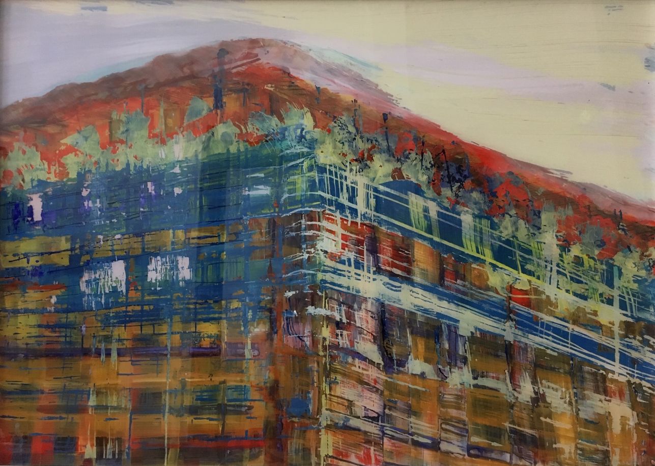 Pomp house, Acryl hinter Glas, 80 x 60 cm