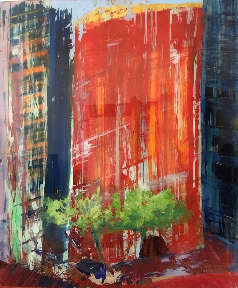 Fassaden, Acryl hinter Glas, 50 x 60 cm