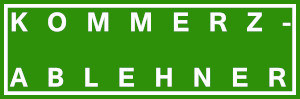 Dieses komplett weiße dÜsign von Thorsten Hülsberg sitzt auf BALLackergrünem Grund und man liest zweizeilig KOMMERZ-ABLEHNER.