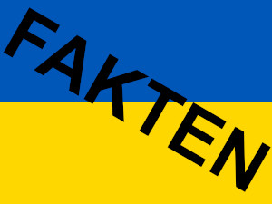 Dieses Bild von Thorsten Hülsberg zeigt eine ukrainische Fahne über der schräg in schwarz steht: FAKTEN.